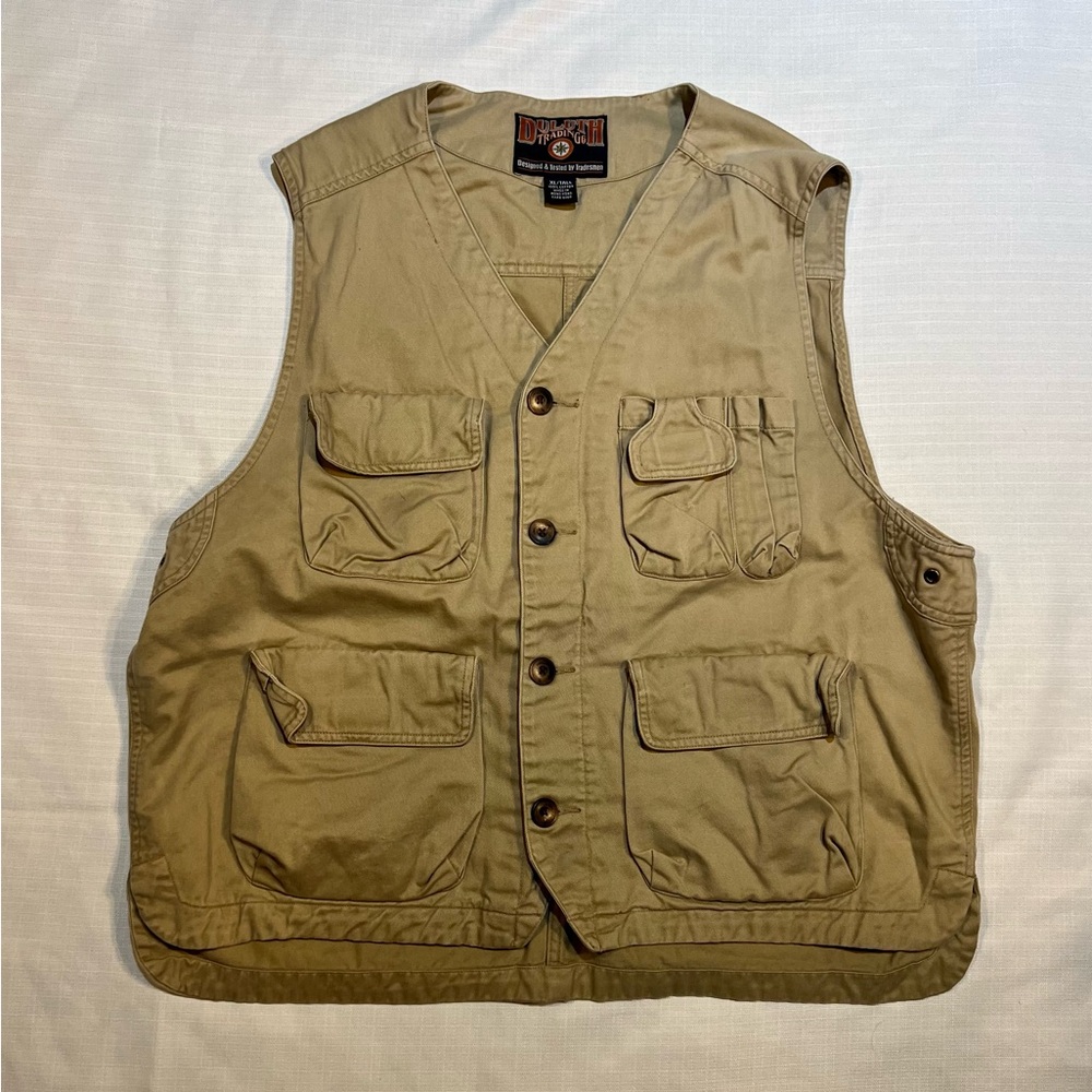 Duluth Trading Co Men's Khaki outdoor Utility Vest X LARGE TALL XLT (F1)